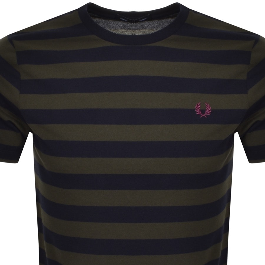 Alternative Image for ProductFred Perry Bold Striped T Shirt Green2
